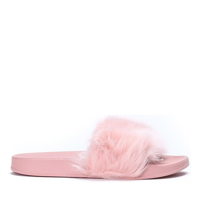 Világos rózsaszín papucs szőrrel Millie- cipő