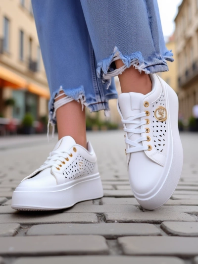 Aurelia Bianca – Fehér Platform Sneakers Royalfashion Ecru