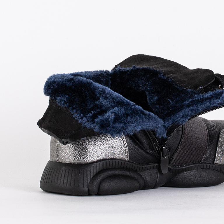 Fekete gyerekcsizma ezüst betétekkel Kaliaso - Lábbeli