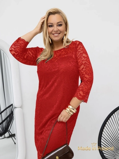 Csipkés női midi ruha 3/4-es ujjal Elegant Star