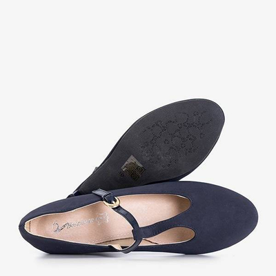 OUTLET Női sötétkék balerinák Virágok - Cipők