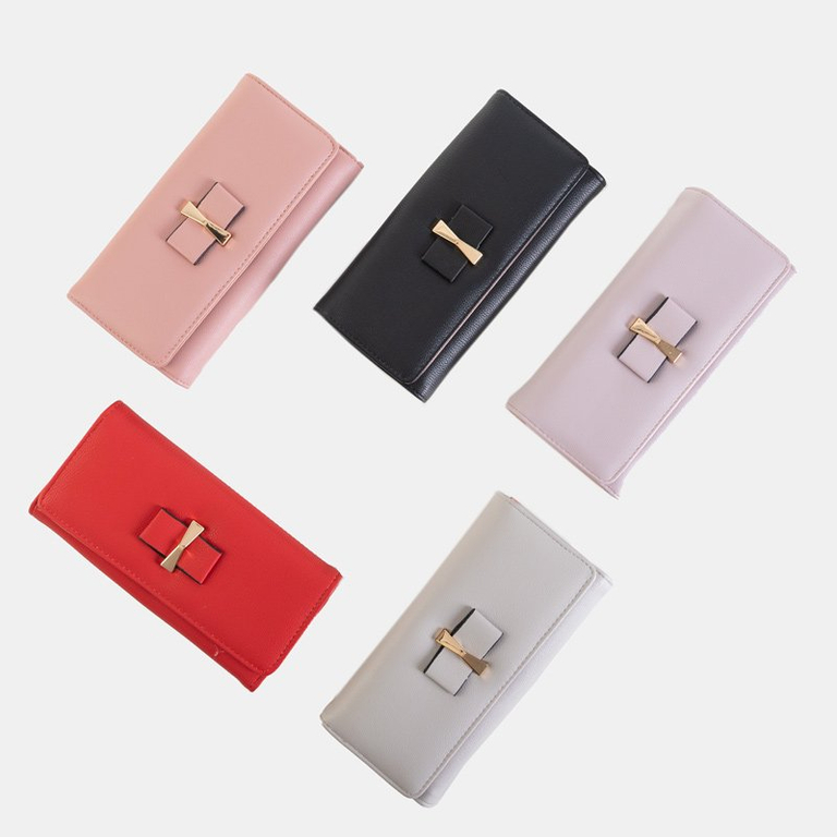 Szürke, nagy női pénztárca íjjal - Pénztárca