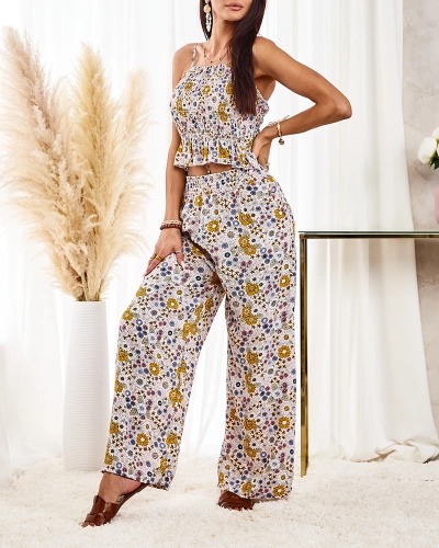 Royalfashion Mintás női szett bézs színben
