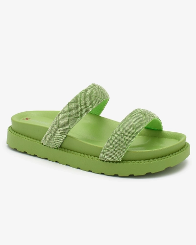 Royalfashion Neonzöld női Zirconia Sparkle Sliders