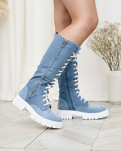 Royalfashion Kék női szövet csizma Leconen