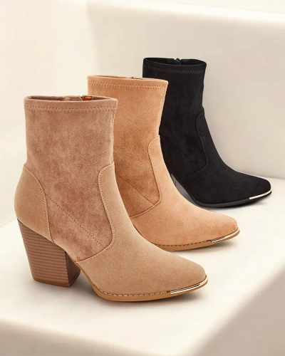 Royalfashion Eko-suede női csizma tűsarkúval Gris