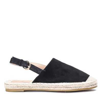 Czarne espadryle z eko - zamszu z odkrytą piętą Daisy - Obuwie