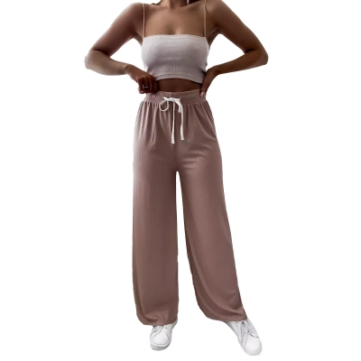 Barna női széles rakott palazzo nadrág - Ruházat