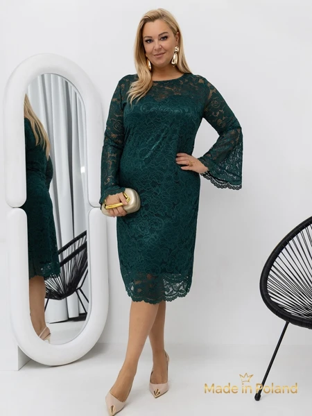 Csipkés női midi ruha széles ujjakkal Kiss Star