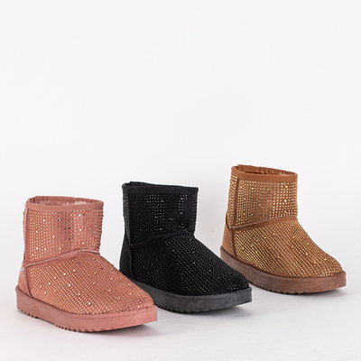 Sötét rózsaszín női hócsizma cirkóniával Rudis - Lábbeli