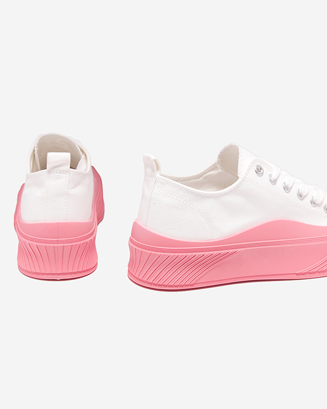 OUTLET Fehér és rózsaszín női tornacipő Nerikas - Lábbeli