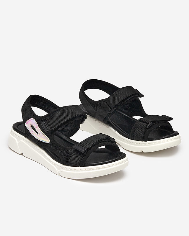 Női fekete szövet szandál holografikus Lofal-Footwear betéttel
