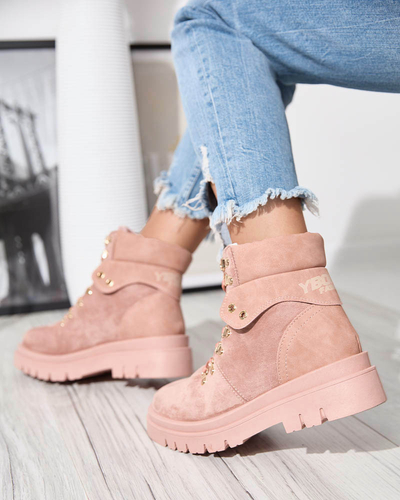 Rózsaszín női csizma szigetelt trapper Boserra - Lábbeli
