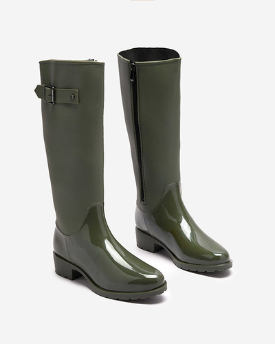 Sötétzöld női térdig érő lábszárvédő Bevirdo- Lábbeli