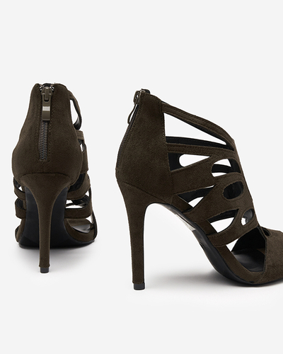 Sötétzöld női magassarkú szandál Etrop - Lábbeli