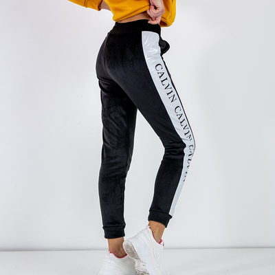 Női fekete szigetelt csíkos tréningnadrág - Ruházat