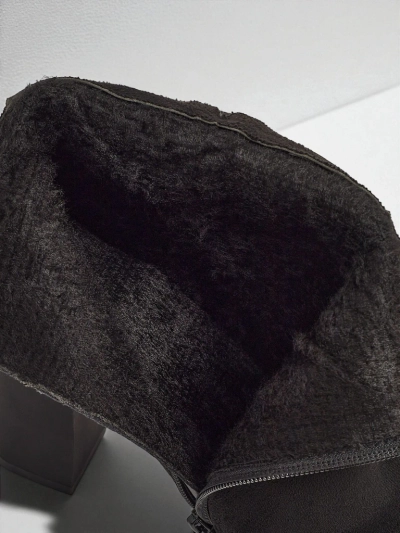 Zavrina női öko velúr bokacsizma vastag sarokkal