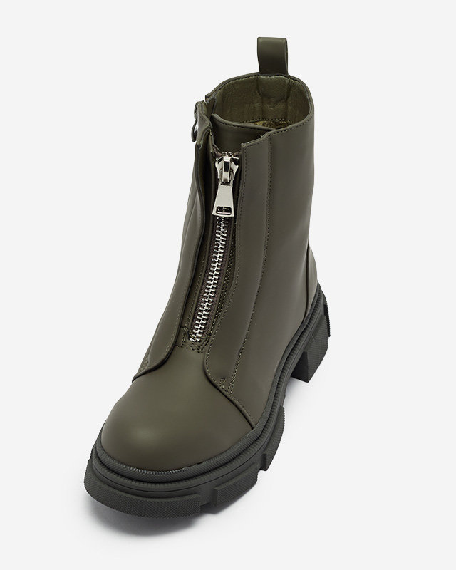 Női szigetelt sötétzöld magas szárú csizma Slovys- Lábbeli