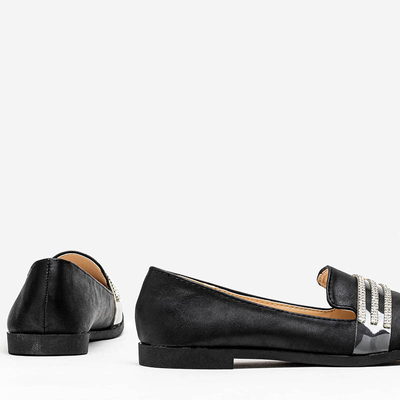 Fekete női mokaszin Kremssa cirkóniával - Lábbeli