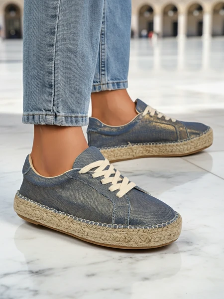 Aurelia Denim Espadrillos – női lapos sarkú szövet tornacipő