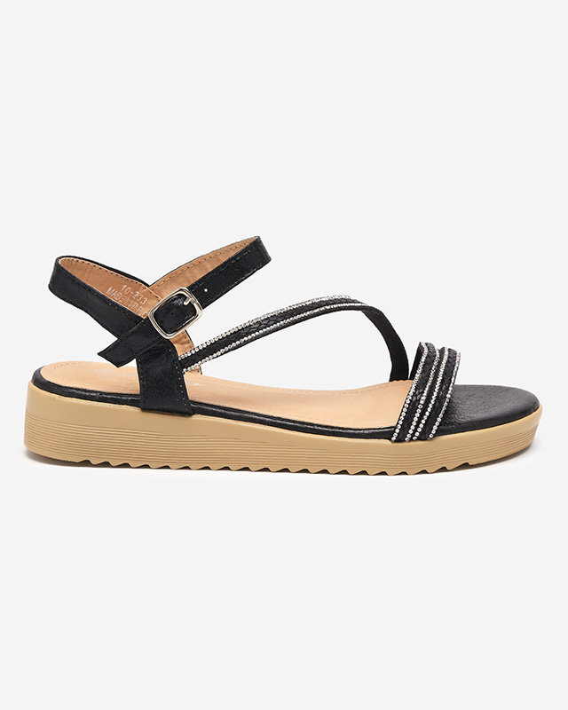 Női fekete csillogó szandál cirkóniákkal Spirade - Ruházat