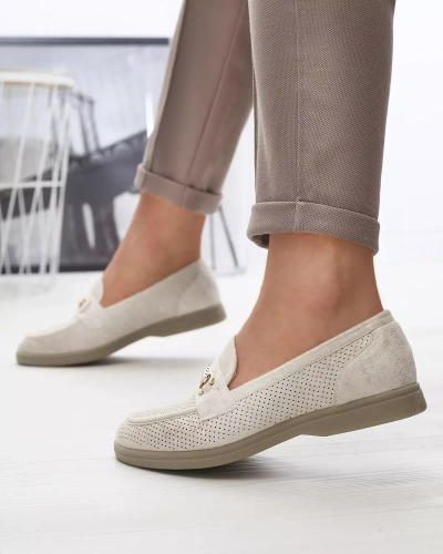 Női mokaszin díszítéssel krémszínű Ziragge- Lábbeli