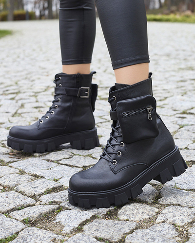 OUTLET Fekete női bagger csizma tasakkal Feffle- Footwear