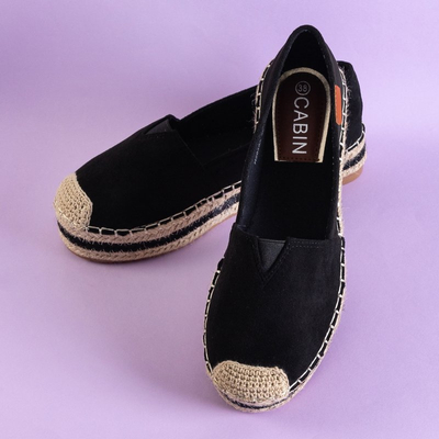 Női fekete öko-velúr espadrillák a Ceresa platformon - Lábbeli