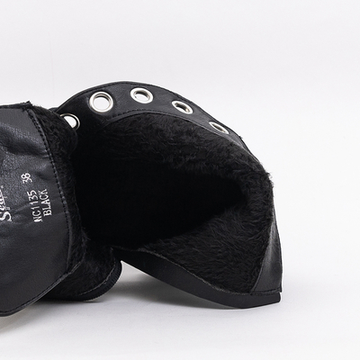 Fekete női csizma gyöngyökkel Dwin- Cipő