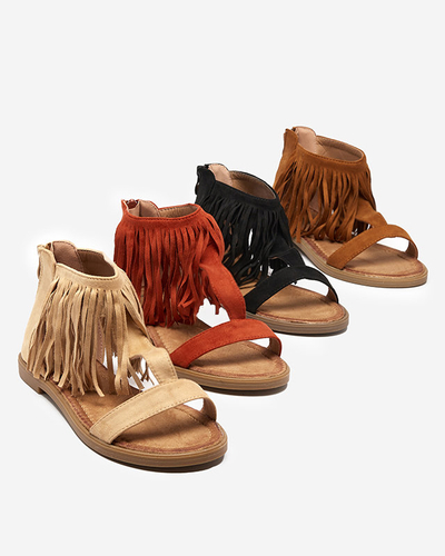 Női szandál fekete rojtokkal Clov- Footwear