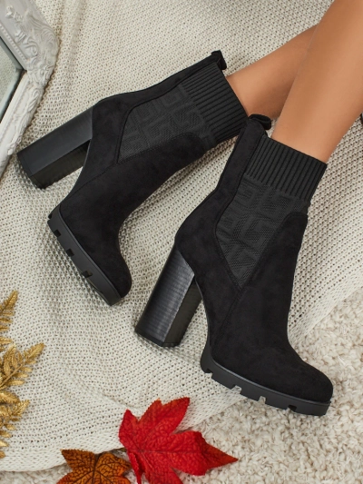 Vansoria női öko velúrbőr bokacsizma vastag sarokkal