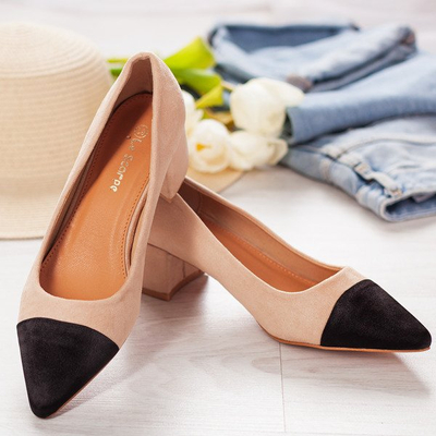 Bézs szivattyúk a Massikina alacsony oszlopon - lábbeli