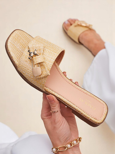 Royalfashion női szalmapapucs szandál Aurelia