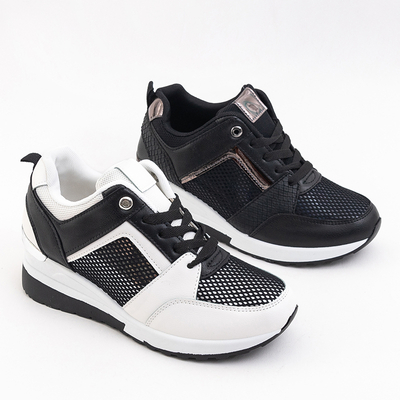 OUTLET Fehér-fekete női cipő rejtett ékkel Nephele - Lábbeli