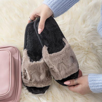 Szürke női papucs szőrrel Wortan - Lábbeli