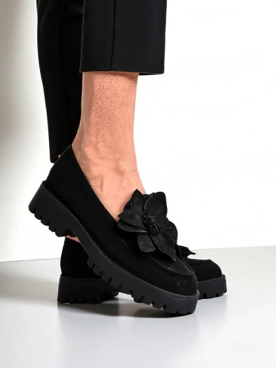 Royalfashion öko suede női mokaszin Floverse virággal