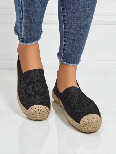 Atena fekete női espadrilles – lapos sarok, ökológiai velúrbőr