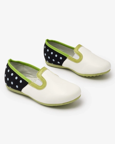 Fehér lány félcipő öko bőrből, borsónyomattal Rellme- Footwear