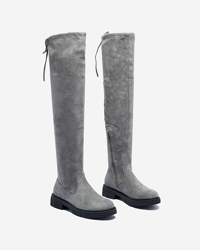 Szürke női csizma térd fölött Weratsa - Lábbeli