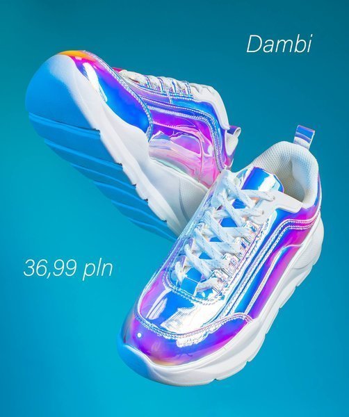 OUTLET holografikus cipő vastag Dambi platformon - lábbeli