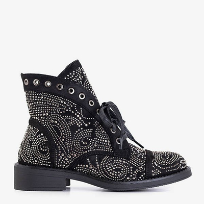 Fekete női csizma cirkóniával Elwira - Lábbeli