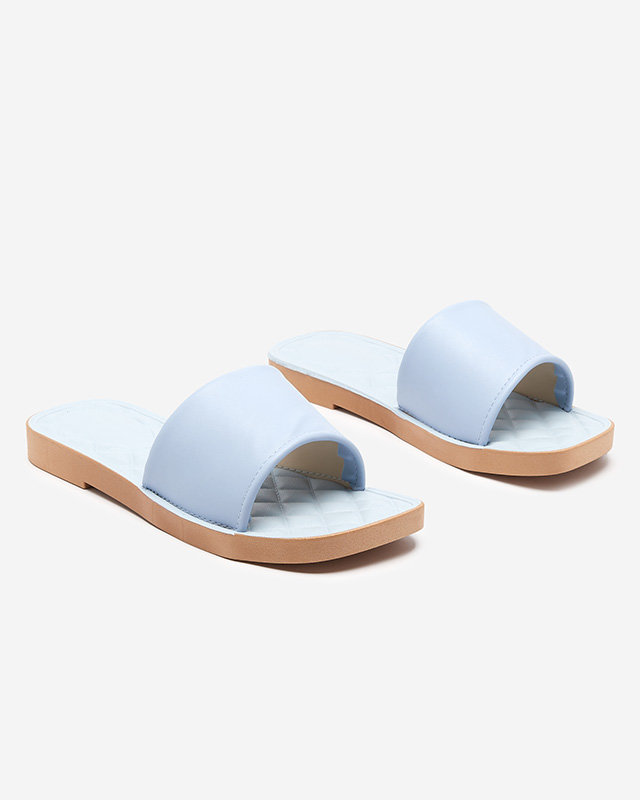 OUTLET Kék ekobőr női papucs steppelt Parekis betéttel - Lábbeli