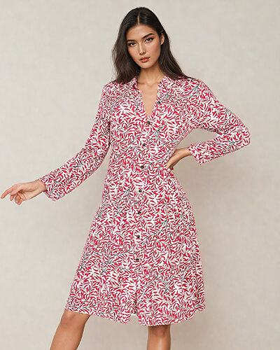 Royalfashion Női midi ruha nyomtatással