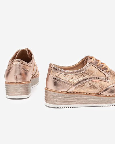 OUTLET Rózsaszín és arany női cipők kígyóbőr betétekkel Fin - Footwear