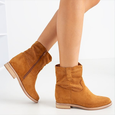 Barna cowboy csizma fedett ékkel Taize - Lábbeli