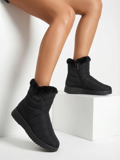 Diana Női Bokacsizma Fekete Textil Kényelmes Téli