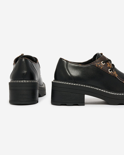 Royalfashion Fekete női félcsizma vastag talpú Dobbin