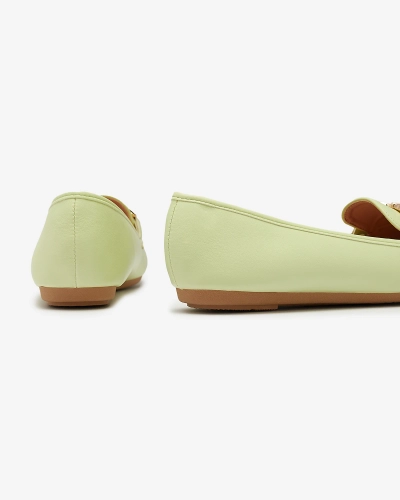 Zöld öko-bőr női mokaszin díszítéssel Wiwet-Footwear