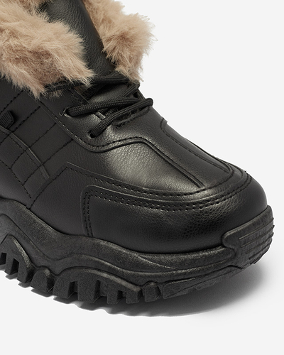 Fekete bundás női sportcipő Flixi - Lábbeli