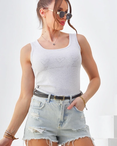 Royalfashion pamut női ujjatlan felső kis szívecskékkel